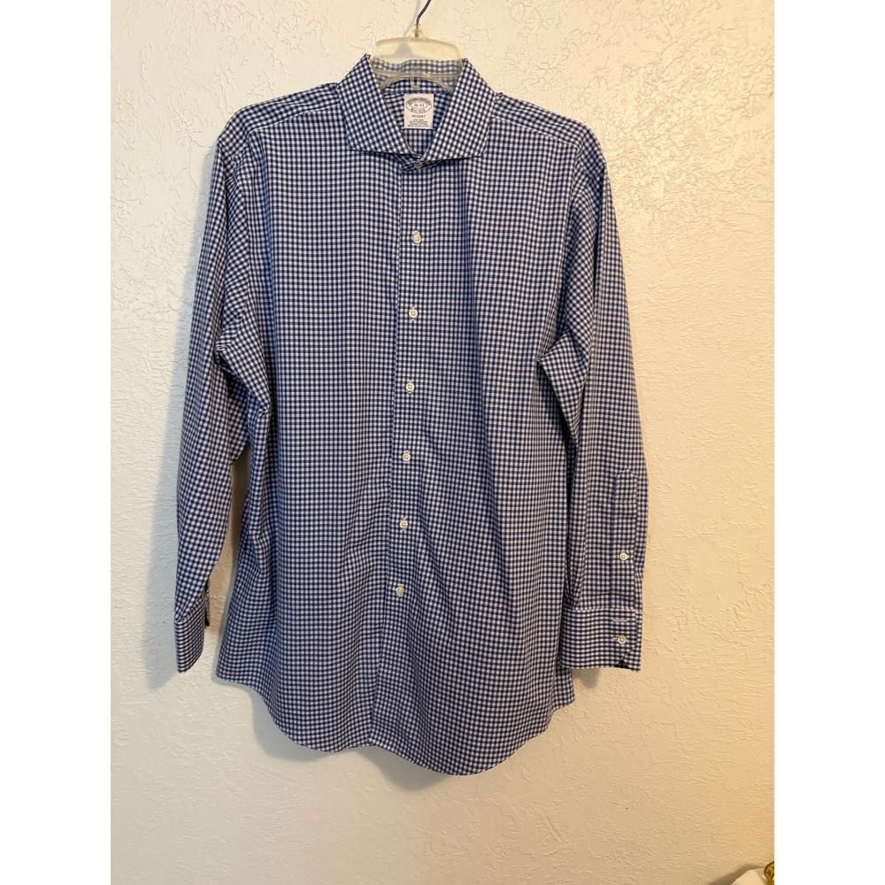 Brooks Brothers Mens Regent Fit Gingham Non-Iron Supima Cotton Shirt 16-33 Blue